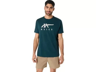 ASICS STRIPETE KORT ERME T-SKJORTE