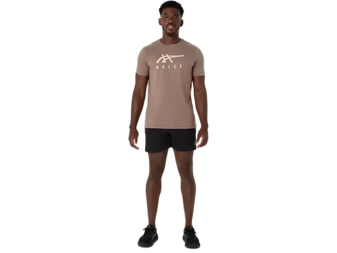 ASICS STRIPETE KORT ERME T-SKJORTE