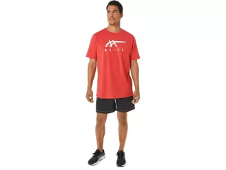 ASICS STRIPETE KORT ERME T-SKJORTE