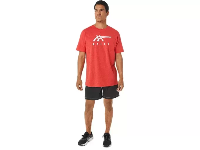 ASICS STRIPETE KORT ERME T-SKJORTE