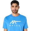 ASICS STRIPETE KORT ERME T-SKJORTE