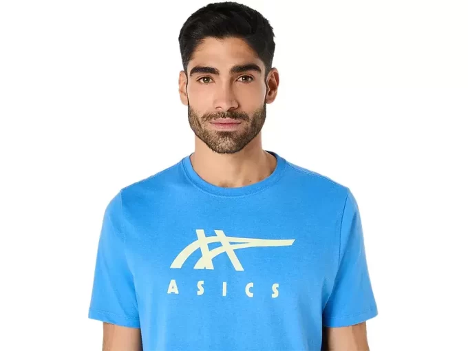 ASICS STRIPETE KORT ERME T-SKJORTE