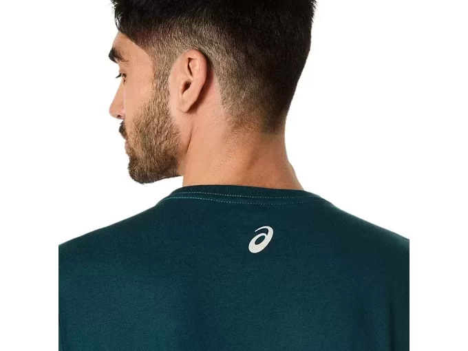 ASICS STRIPETE KORT ERME T-SKJORTE