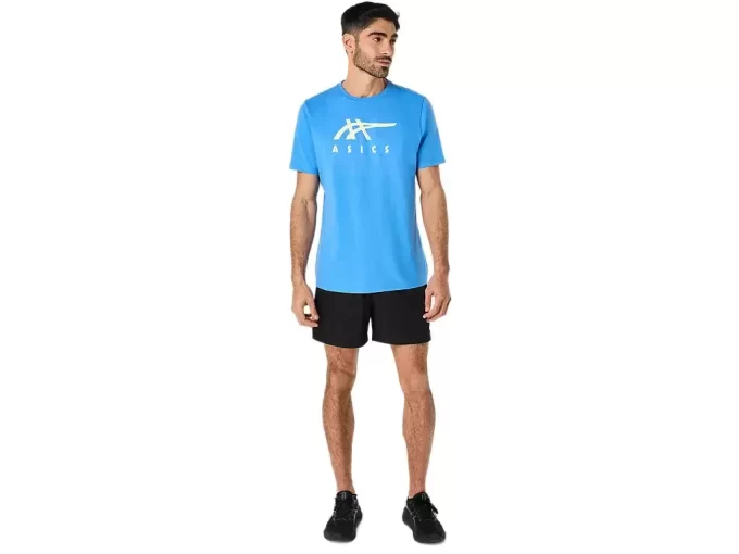 ASICS STRIPETE KORT ERME T-SKJORTE