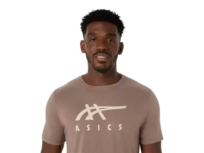 ASICS STRIPETE KORT ERME T-SKJORTE