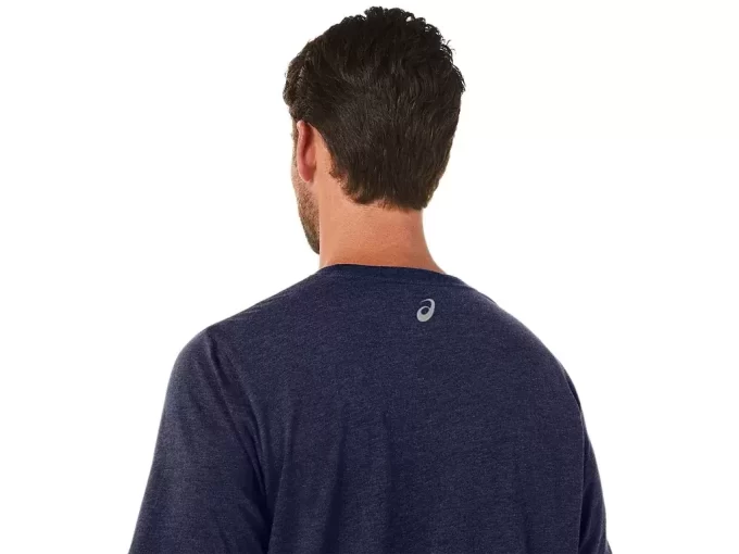 ASICS STRIPETE KORT ERME T-SKJORTE