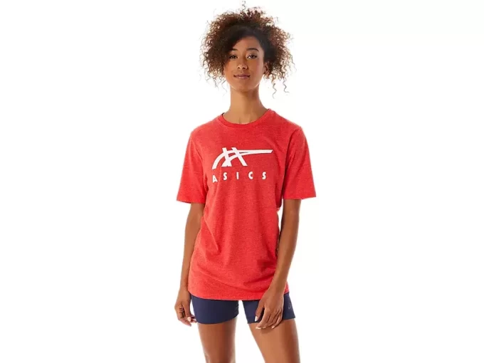 ASICS STRIPETE KORT ERME T-SKJORTE