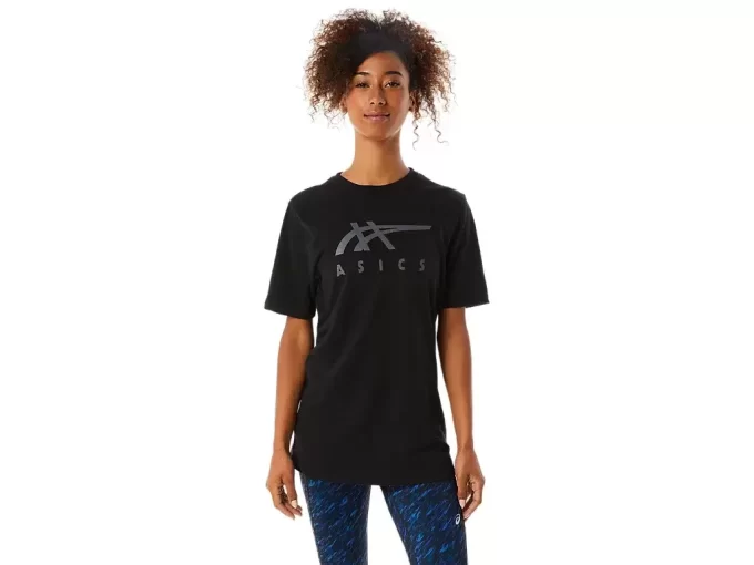 ASICS STRIPETE KORT ERME T-SKJORTE
